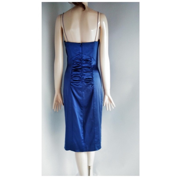 Nicole Miller Collection Blue Satin Cocktail Dress - Picture 10 of 14